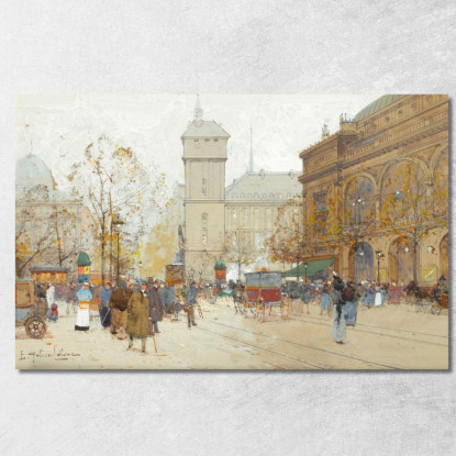 Place Du Châtelet Eugène Galien-Laloue egl17 quadro stampato su tela