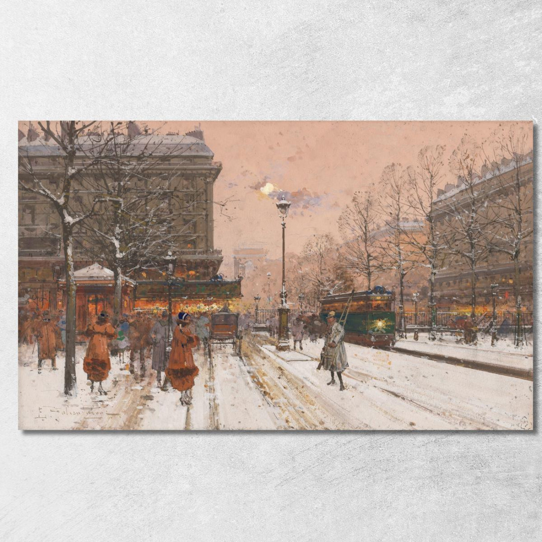 Il Gran Boulevard Sotto La Neve Eugène Galien-Laloue egl26 quadro stampato su tela