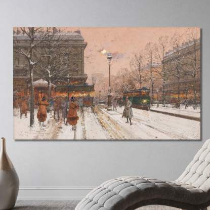 Il Gran Boulevard Sotto La Neve Eugène Galien-Laloue egl26 quadro stampato su tela