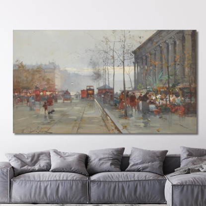Il Mercato Dei Fiori Della Madeleine Eugène Galien-Laloue egl28 quadro stampato su tela