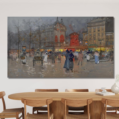 Il Moulin Rouge Parigi Eugène Galien-Laloue egl32 quadro stampato su tela