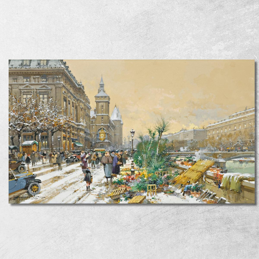 Il Flower Quay E La Conciergerie Eugène Galien-Laloue egl33 quadro stampato su tela Il Flower Quay E La Conciergerie Eugène Galien-Laloue egl33 quadro stampato su tela