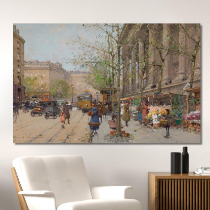 Mercato Dei Fiori Place De La Madeleine Eugène Galien-Laloue egl43 quadro stampato su tela