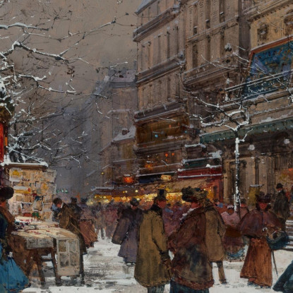 Boulevard Di Parigi In Inverno Eugène Galien-Laloue egl48 quadro stampato su tela