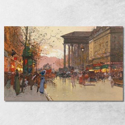 Parigi Il Boulevard De La Madeleine La Sera Eugène Galien-Laloue egl50 quadro stampato su tela