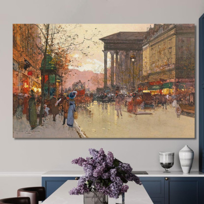 Parigi Il Boulevard De La Madeleine La Sera Eugène Galien-Laloue egl50 quadro stampato su tela