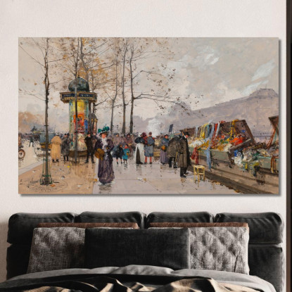 Quai Voltaire Eugène Galien-Laloue egl65 quadro stampato su tela