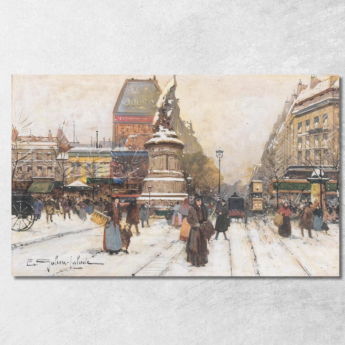 La Place De Clichy Nella Neve Parigi Eugène Galien-Laloue egl69 quadro stampato su tela La Place De Clichy Nella Neve Parigi Eugène Galien-Laloue egl69 quadro stampato su tela