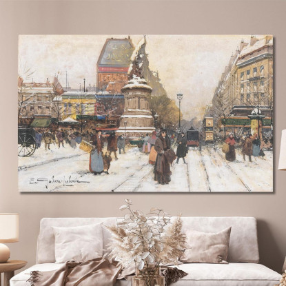 La Place De Clichy Nella Neve Parigi Eugène Galien-Laloue egl69 quadro stampato su tela