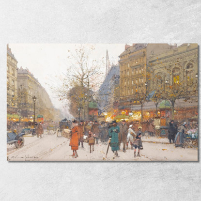 Teatro Du Gymnase Boulevard De Bonne-Nouvelle Eugène Galien-Laloue egl71 quadro stampato su tela