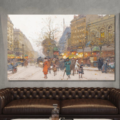 Teatro Du Gymnase Boulevard De Bonne-Nouvelle Eugène Galien-Laloue egl71 quadro stampato su tela