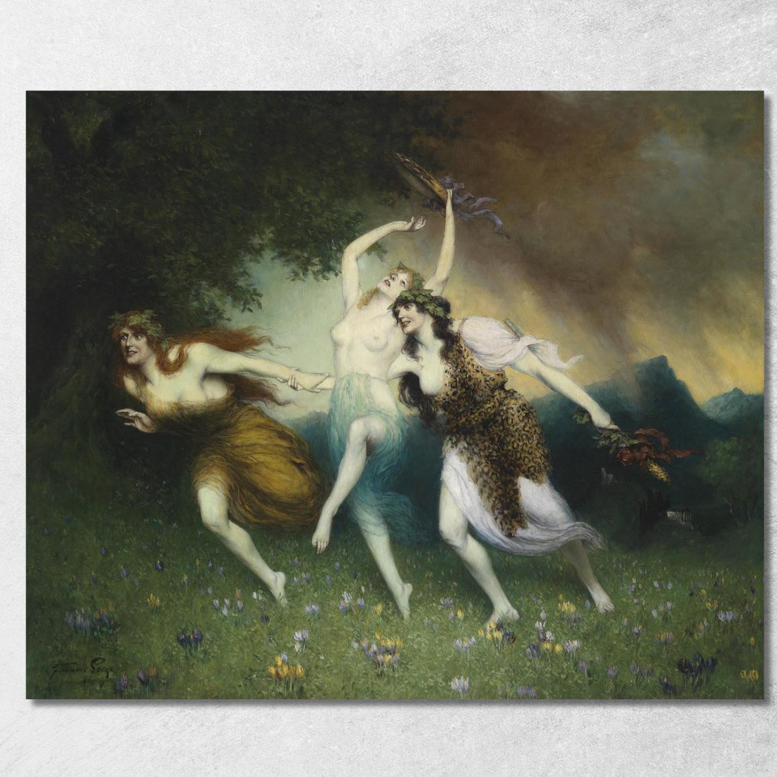 Ninfe In Fuga Ferdinand Leeke flk4 quadro stampato su tela Ninfe In Fuga Ferdinand Leeke flk4 quadro stampato su tela