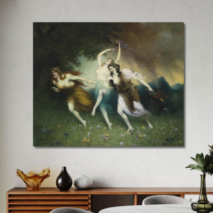 Ninfe In Fuga Ferdinand Leeke flk4 quadro stampato su tela