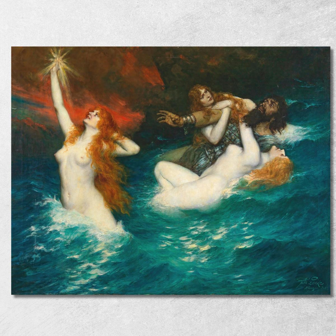 Le Figlie Del Reno Ferdinand Leeke flk13 quadro stampato su tela Le Figlie Del Reno Ferdinand Leeke flk13 quadro stampato su tela