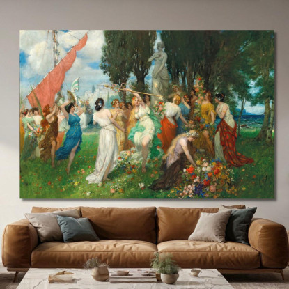La Festa Primaverile Della Flora Davanti All'Acropoli Ferdinand Leeke flk14 quadro stampato su tela