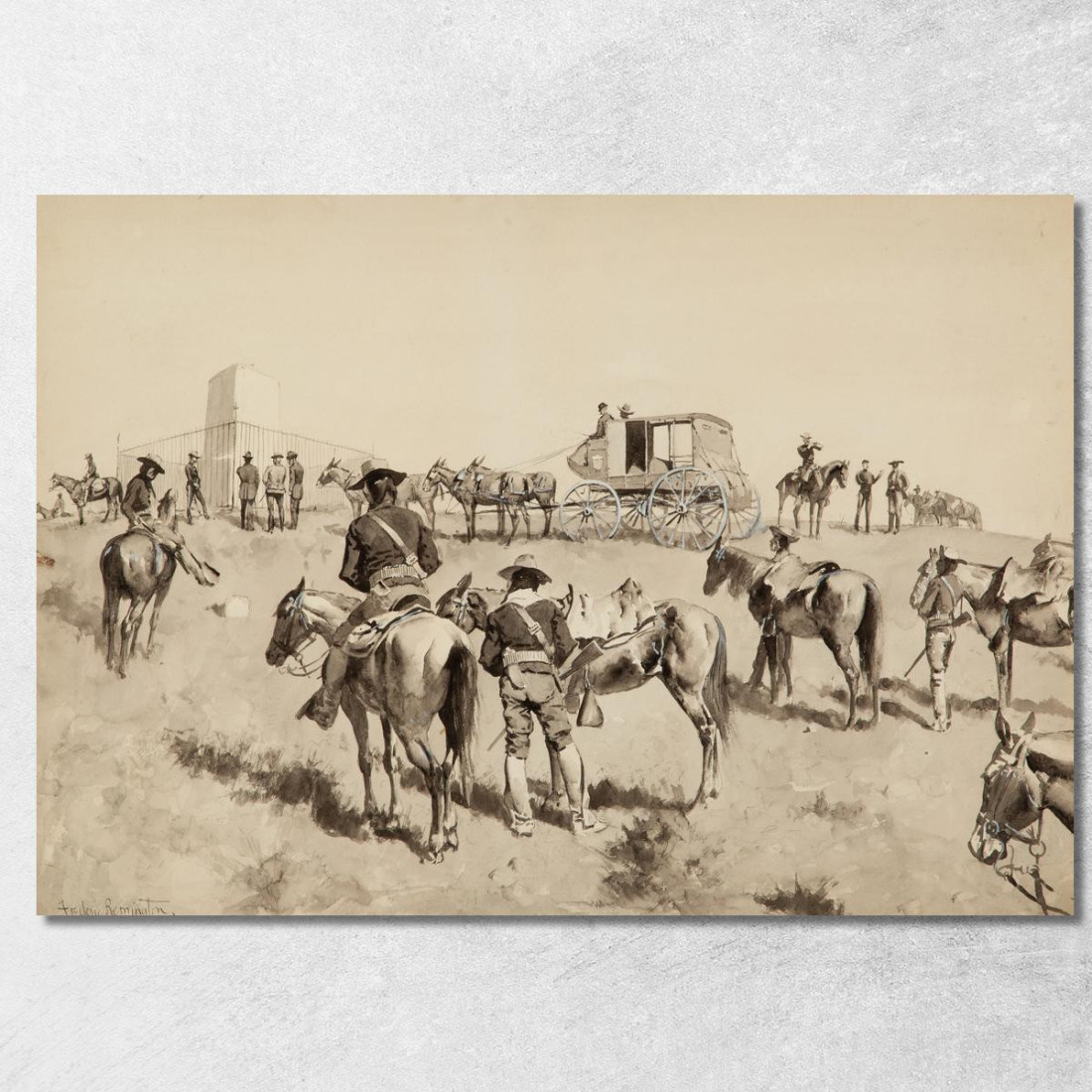 Sul Bighorn Frederic Remington frm25 quadro stampato su tela Sul Bighorn Frederic Remington frm25 quadro stampato su tela