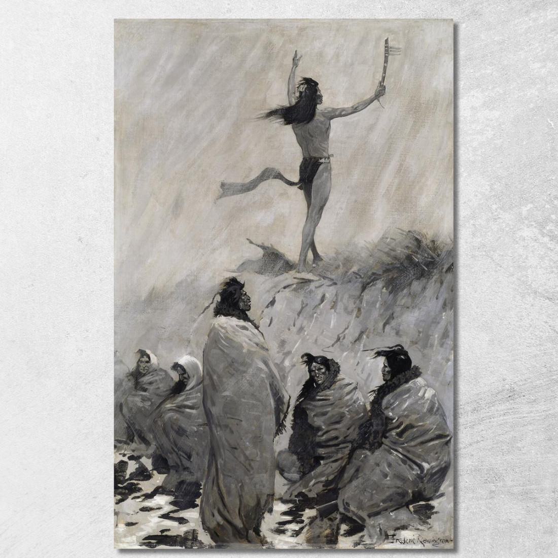 Il Mangiafuoco Alzò Le Braccia Verso L'Uccello Del Tuono Frederic Remington frm45 quadro stampato su tela Il Mangiafuoco Alzò Le Braccia Verso L'Uccello Del Tuono Frederic Remington frm45 quadro stampato su tela
