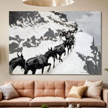 Il Branco Di Muli Frederic Remington frm55 quadro stampato su tela