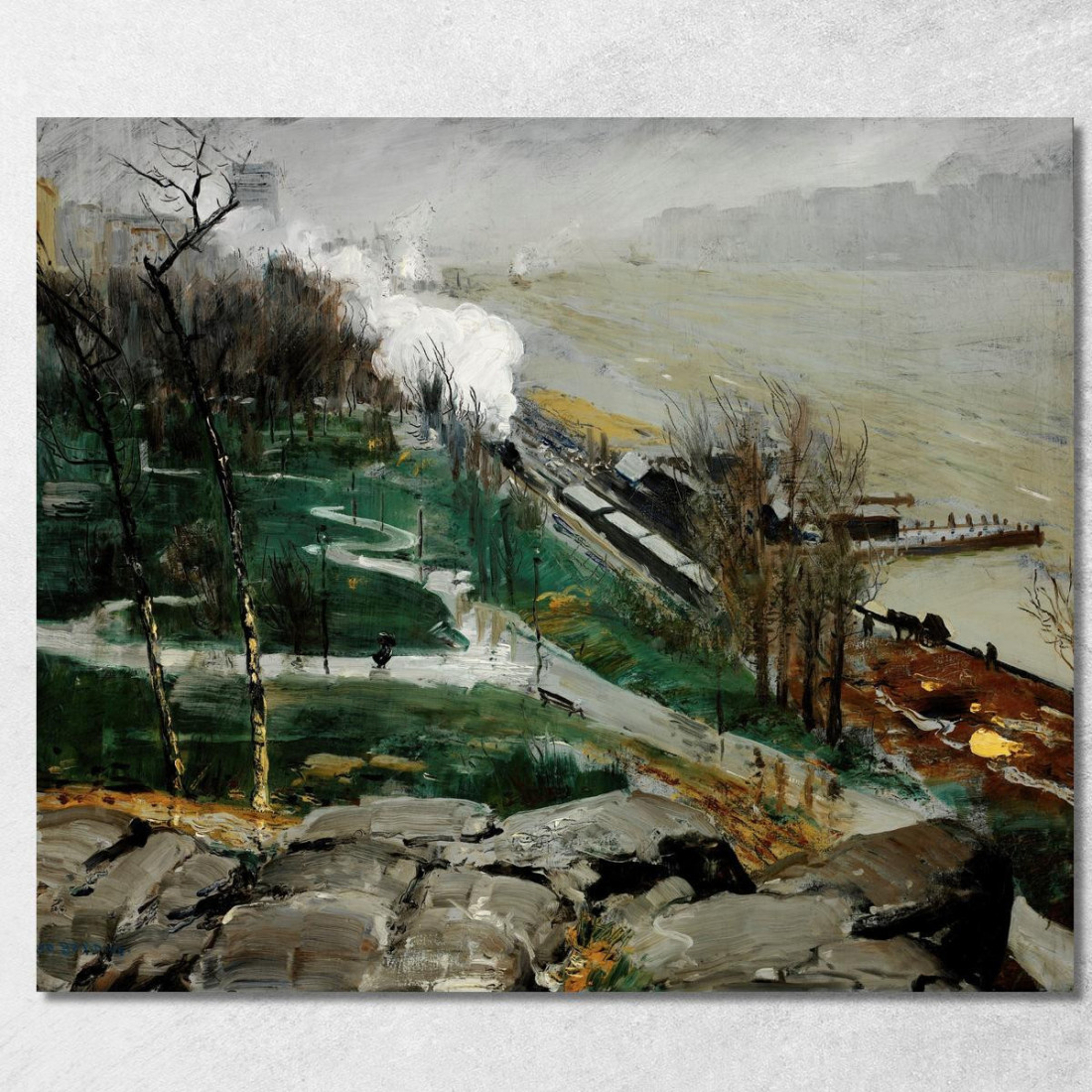 Pioggia Sul Fiume George Wesley Bellows gwb52 quadro stampato su tela Pioggia Sul Fiume George Wesley Bellows gwb52 quadro stampato su tela