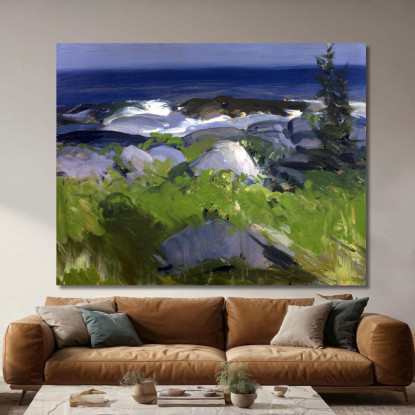 Costa Ricoperta Di Viti Monhegan Island George Wesley Bellows gwb78 quadro stampato su tela