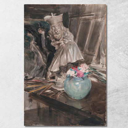 Un Angolo Dello Studio Dell'Artista Con Un Busto Di Leopoldo De Medici Giovanni Boldini gbd2 quadro stampato su tela