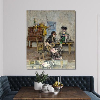 Chitarrista Giovanni Boldini gbd24 quadro stampato su tela