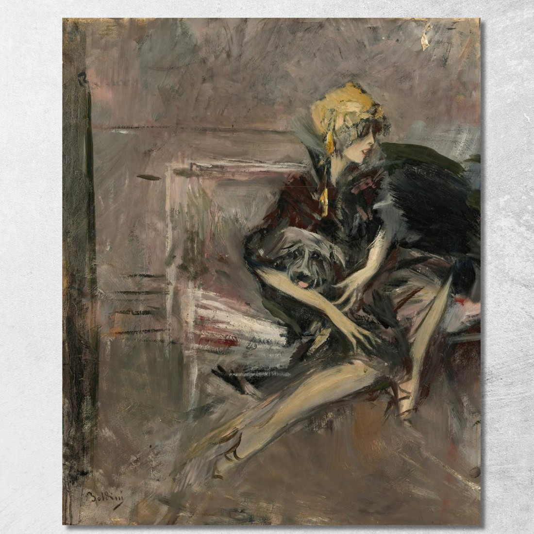 Signora Con Cappello Giallo Con Il Suo Cane La Marchesa Casati Giovanni Boldini gbd34 quadro stampato su tela Signora Con Cappello Giallo Con Il Suo Cane La Marchesa Casati Giovanni Boldini gbd34 quadro stampato su tela
