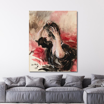 Donna Che Si Sistema I Capelli Giovanni Boldini gbd92 quadro stampato su tela