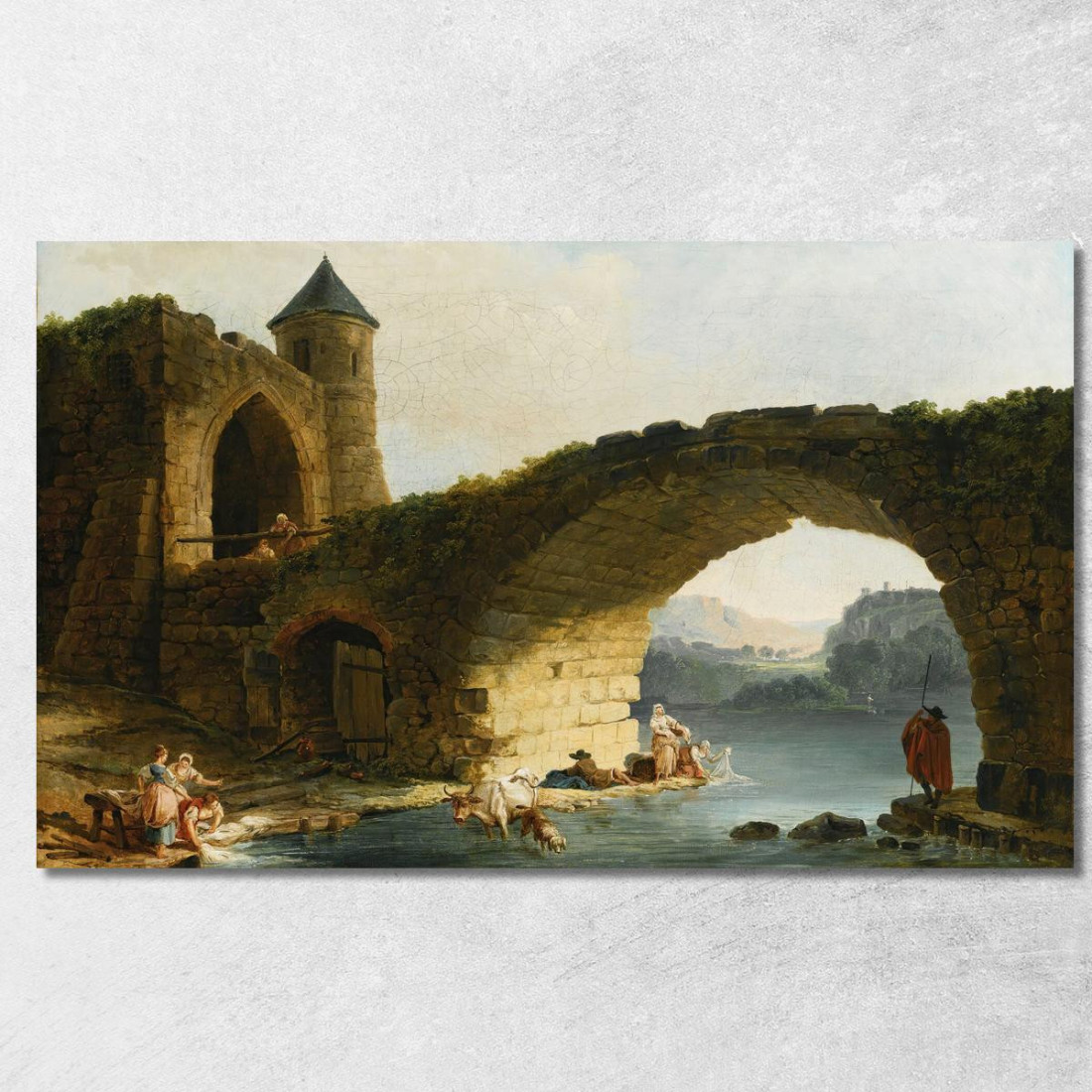 Un Paesaggio Fluviale Di Capriccio Con Lavandaie Vicino A Un Ponte In Rovina Hubert Robert hrb3 quadro stampato su tela Un Paesaggio Fluviale Di Capriccio Con Lavandaie Vicino A Un Ponte In Rovina Hubert Robert hrb3 quadro stampato su tela
