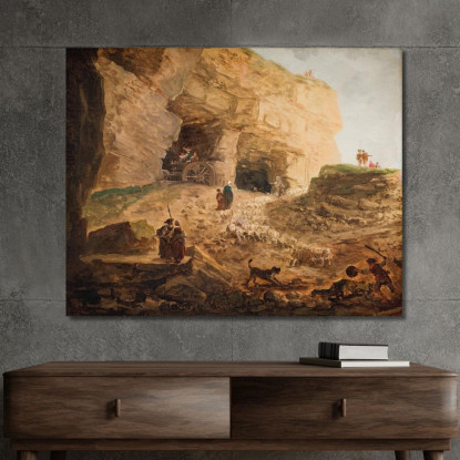 Una Cava Con Un Gregge Di Pecore Hubert Robert hrb12 quadro stampato su tela