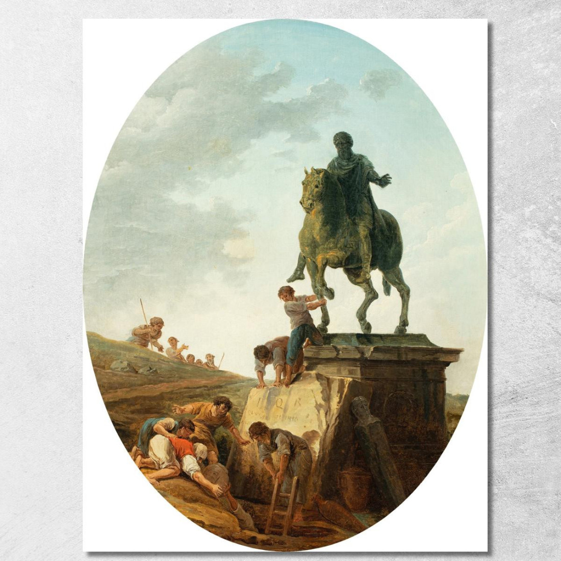 Un Paesaggio Animato Con La Statua Di Marco Aurelio Hubert Robert hrb17 quadro stampato su tela Un Paesaggio Animato Con La Statua Di Marco Aurelio Hubert Robert hrb17 quadro stampato su tela