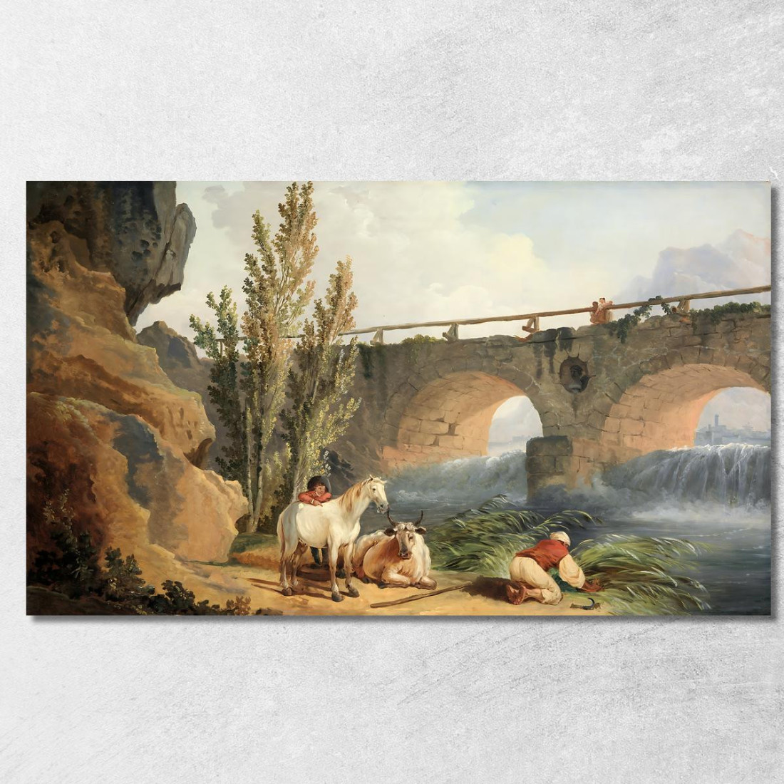 Ponte Sopra Una Cascata Hubert Robert hrb26 quadro stampato su tela Ponte Sopra Una Cascata Hubert Robert hrb26 quadro stampato su tela