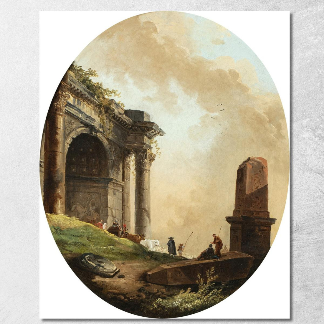 Mandriani E Il Loro Bestiame Davanti A Un Arco E Un Obelisco In Rovina Hubert Robert hrb33 quadro stampato su tela Mandriani E Il Loro Bestiame Davanti A Un Arco E Un Obelisco In Rovina Hubert Robert hrb33 quadro stampato su tela