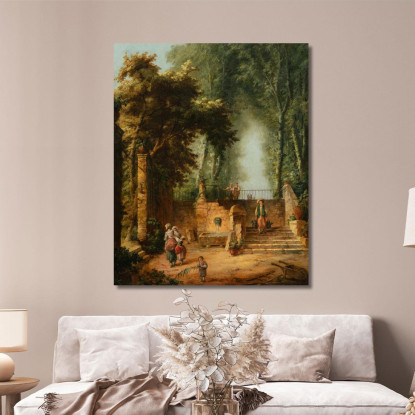 Fontana In Un Parco Hubert Robert hrb37 quadro stampato su tela