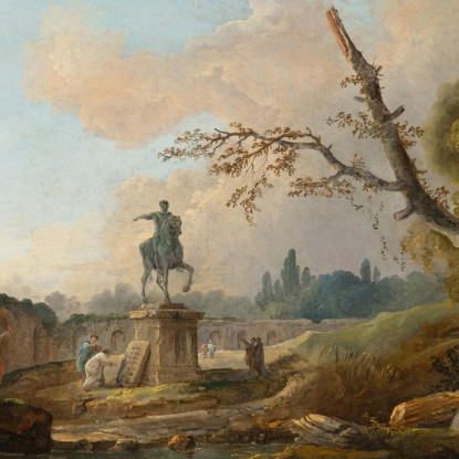Paesaggio Con Rovine E Statua Di Marco Aurelio Hubert Robert hrb57 quadro stampato su tela
