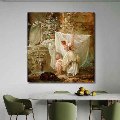 Lavandaia E Bambino Hubert Robert hrb61 quadro stampato su tela