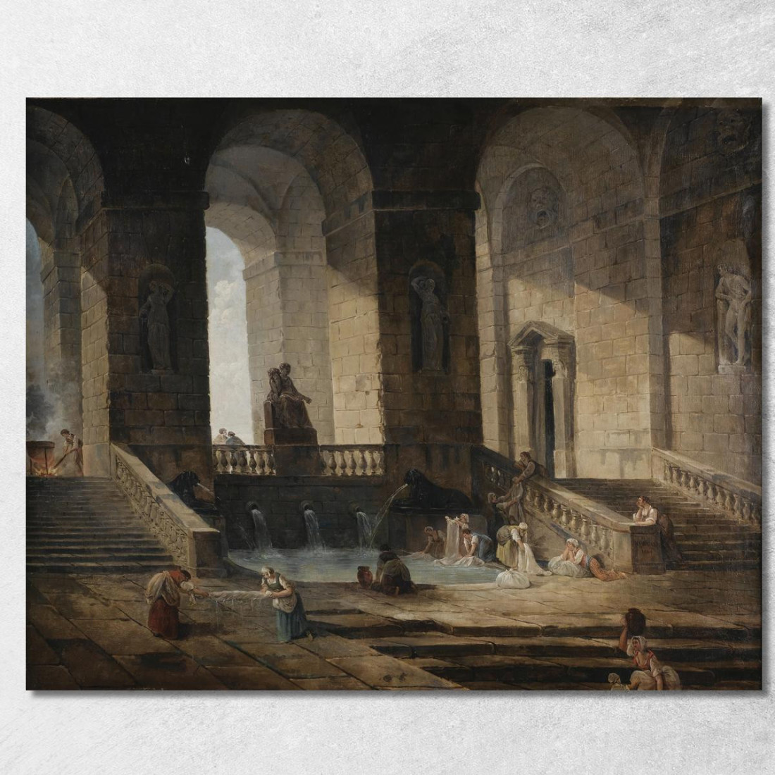 Lavandaie Nell'Architettura Romana Hubert Robert hrb63 quadro stampato su tela Lavandaie Nell'Architettura Romana Hubert Robert hrb63 quadro stampato su tela