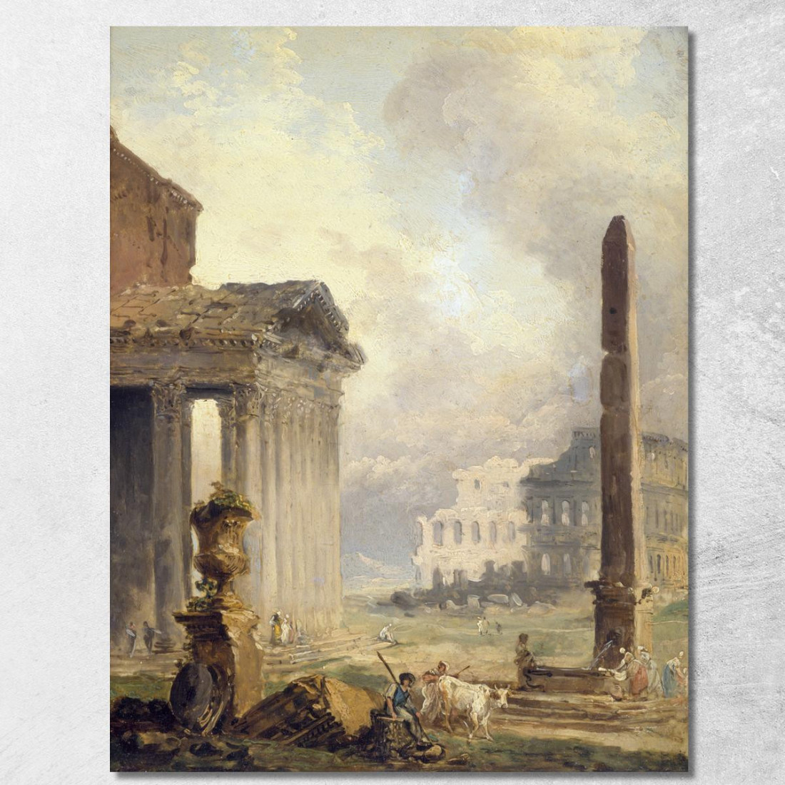 Rovine Romane Del Foro Con Il Colosseo E L'Obelisco Hubert Robert hrb84 quadro stampato su tela Rovine Romane Del Foro Con Il Colosseo E L'Obelisco Hubert Robert hrb84 quadro stampato su tela