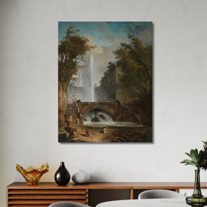 Scala E Fontana Nel Parco Di Una Villa Romana Hubert Robert hrb89 quadro stampato su tela