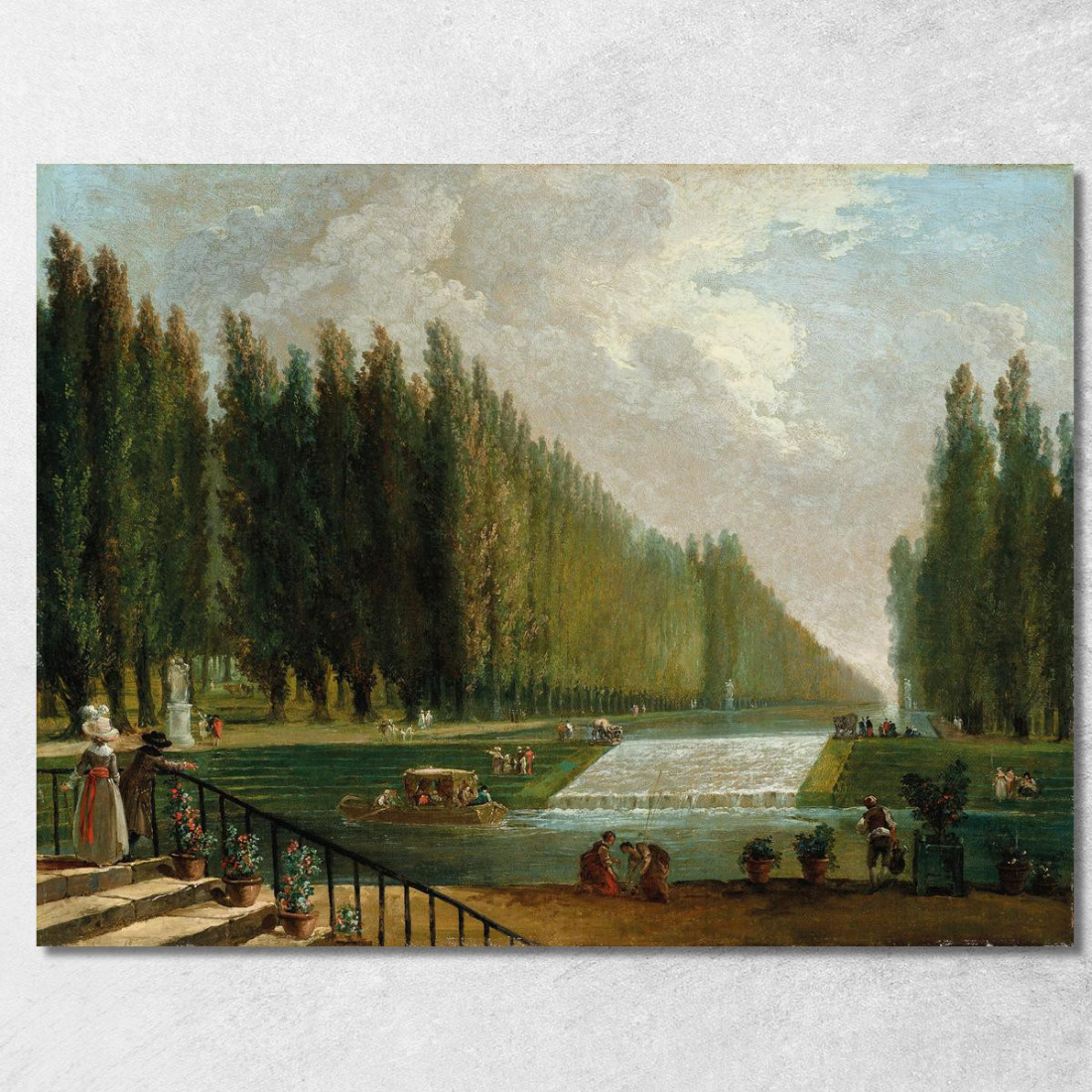 Il Parco Di Una Villa Di Campagna Con Figure Che Passeggiano Vicino A Una Cascata D'Acqua Hubert Robert hrb108 quadro stampato