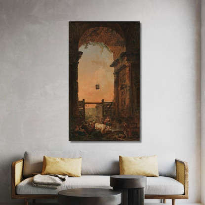 Il Ritorno Del Bestiame Hubert Robert hrb111 quadro stampato su tela