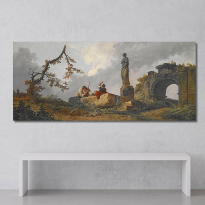 La Statua Hubert Robert hrb115 quadro stampato su tela