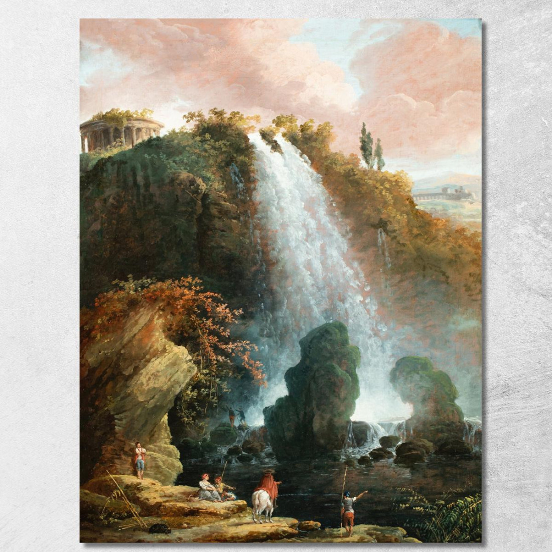 Le Cascate Di Tivoli Con Il Tempio Della Sibilla Hubert Robert hrb117 quadro stampato su tela Le Cascate Di Tivoli Con Il Tempio Della Sibilla Hubert Robert hrb117 quadro stampato su tela
