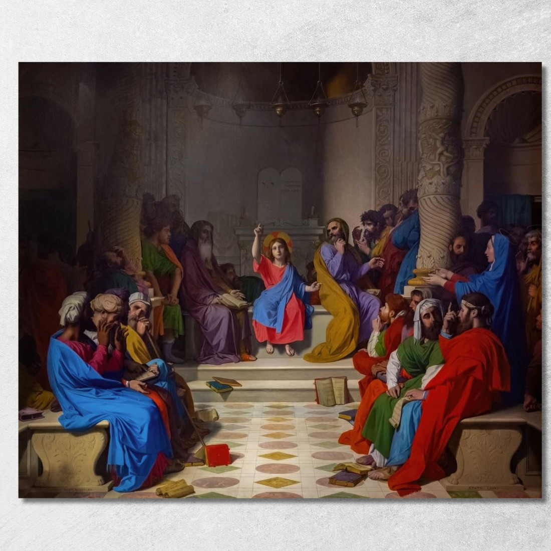 Gesù Tra I Dottori Jean Auguste Dominique Ingres jad14 quadro stampato su tela Gesù Tra I Dottori Jean Auguste Dominique Ingres jad14 quadro stampato su tela