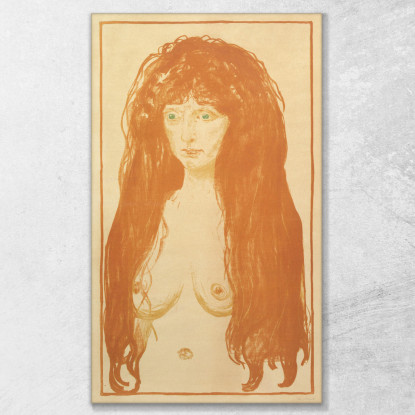 La Donna Peccatrice Con I Capelli Rossi E Gli Occhi Verdi 1902 Edvard Munch em344 quadro stampato su tela