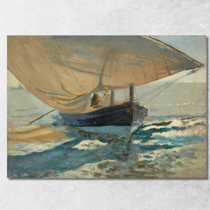 Barche Sulla Spiaggia Barche Da Pesca Sulla Spiaggia Valencia Joaquín Sorolla jsr8 quadro stampato su tela