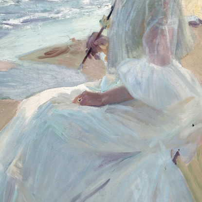 Clotilde Sulla Spiaggia Joaquín Sorolla jsr23 quadro stampato su tela