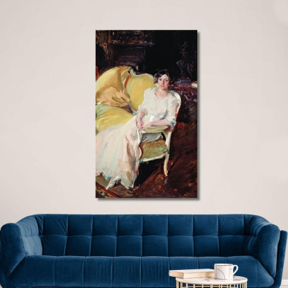 Clotilde Seduta Sul Divano Joaquín Sorolla jsr24 quadro stampato su tela