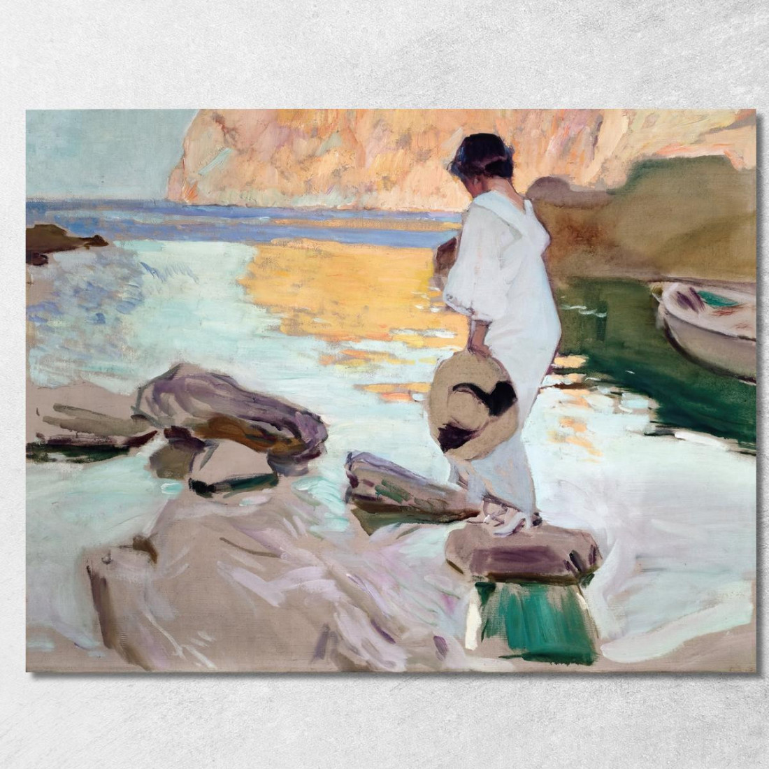 Elena A Cala De San Vicente Joaquín Sorolla jsr31 quadro stampato su tela Elena A Cala De San Vicente Joaquín Sorolla jsr31 quadro stampato su tela