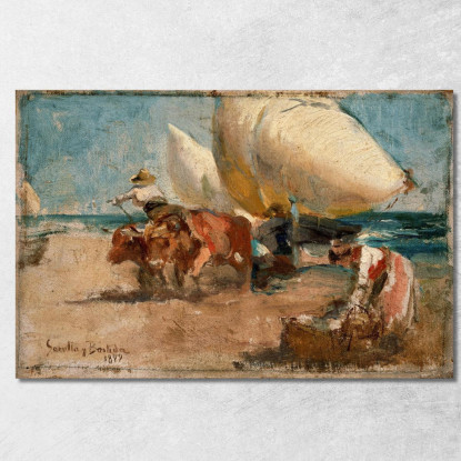 Scena Sulla Spiaggia 2 Joaquín Sorolla jsr34 quadro stampato su tela